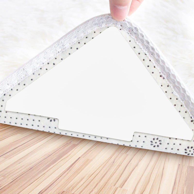 Sahhika Rug Tape, 10 Pcs Double Sided Non Slip Reusable Rug Stopper, Washable Rug Pad Grippers for Hardwood Floors, Tile Floors, Carpets, Floor Mats, Wall (White) - Image 1